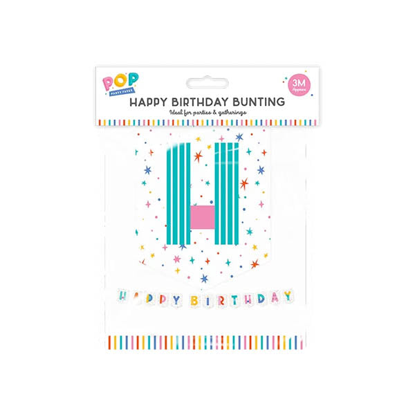 Pop Party Happy Birthday Bunting 3 Metre