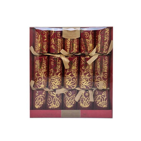 Deluxe Crackers Red & Gold Floral 10 Pk - EuroGiant