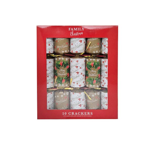Family Crackers Gold & Holly Wreath 10 P - EuroGiant