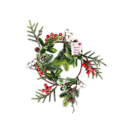Holly & Ivy Mixed Berry Wreath 36cm - EuroGiant