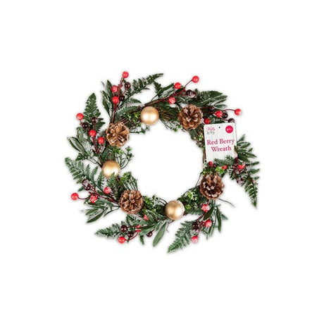 Holly & Ivy Red Berry Wreath 40cm - EuroGiant