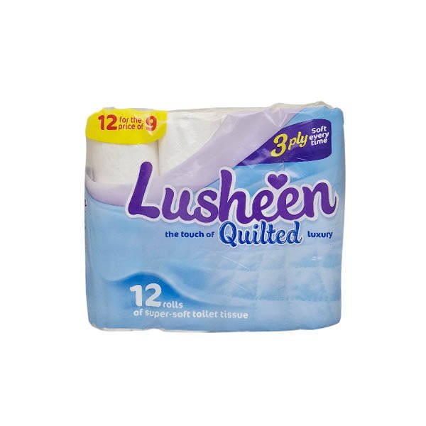 Lusheen Quilted Toilet Roll 3 Ply 12 Pac - EuroGiant