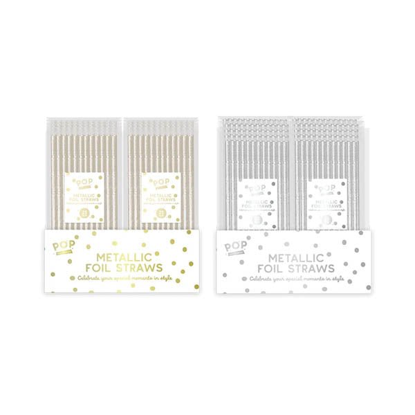 Pop Party Metallic Foil Straws 25 Pack - EuroGiant