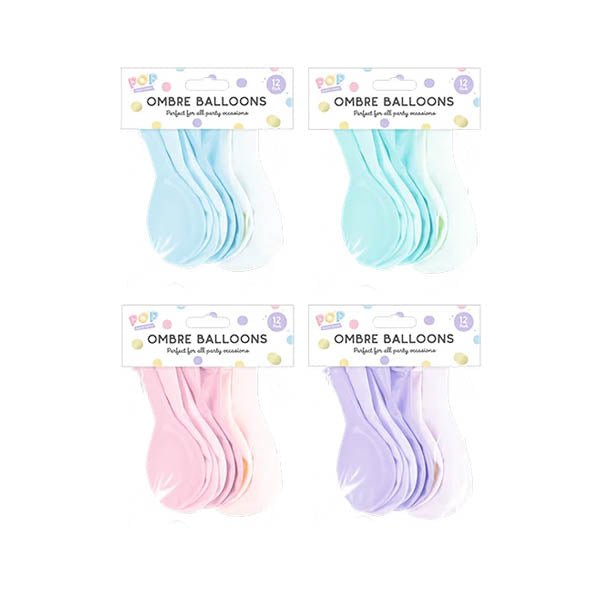Pop Party Ombre Balloons 12 Pack - EuroGiant