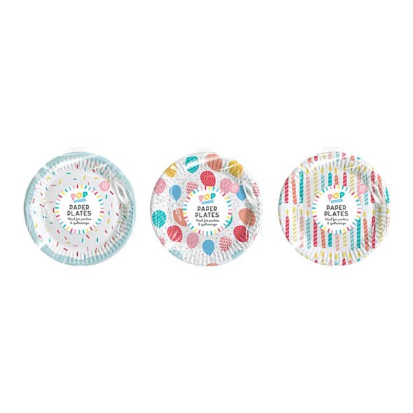 Pop Party Paper Plates 20 Pack - EuroGiant