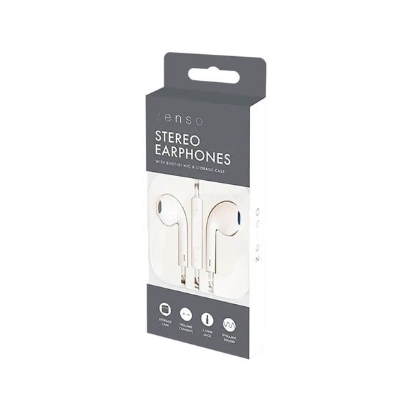 Zenso Stereo Earphones With Mic & Case - EuroGiant