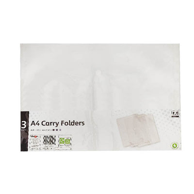 A4 Carry Folders Clear 3 Pack - EuroGiant