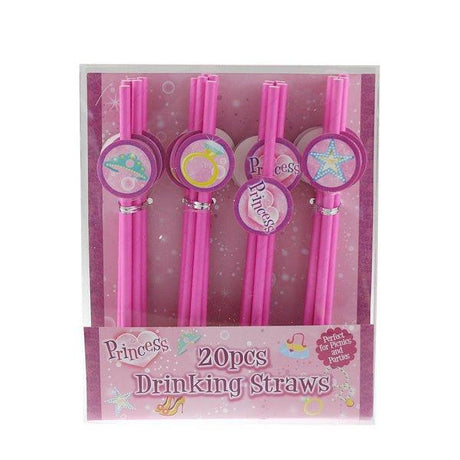 Drinking Straws Assorted Princess 20 Pk - EuroGiant