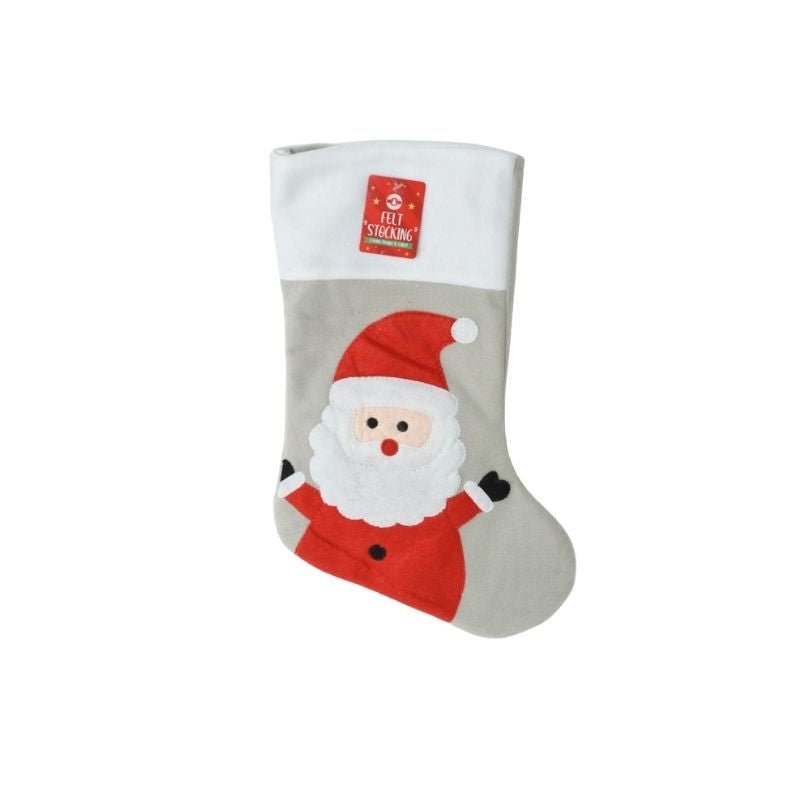Felt Stocking Grey Embroidered 46x20cm - EuroGiant