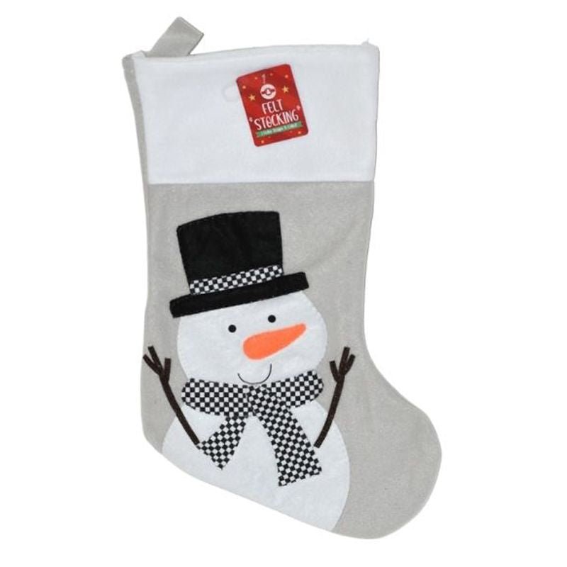 Felt Stocking Grey Embroidered 46x20cm - EuroGiant