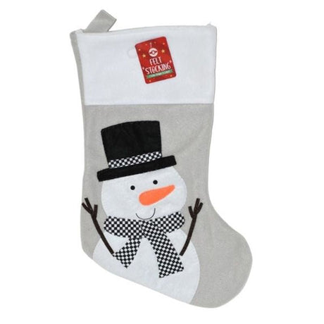 Felt Stocking Grey Embroidered 46x20cm - EuroGiant