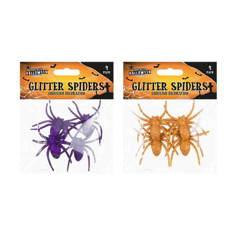 Glittery Decorative Spiders 4 Pk - EuroGiant