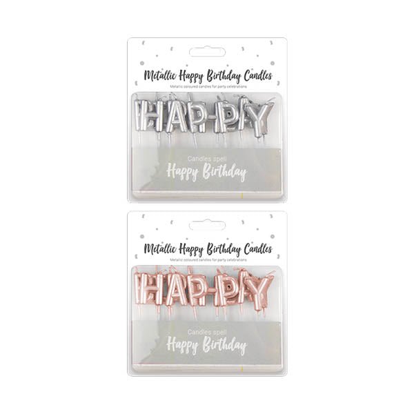 Metallic Happy Birthday Candles - EuroGiant
