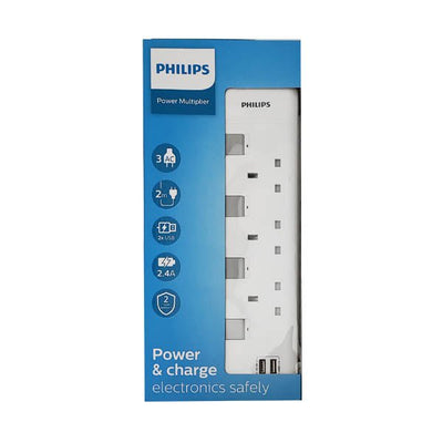 Philips 3 Way Ext. Socket & 2 Usb 2M - EuroGiant