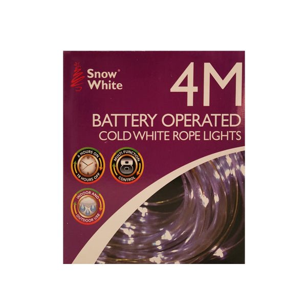 Rope Lights Led Cold White 4M B/o - EuroGiant
