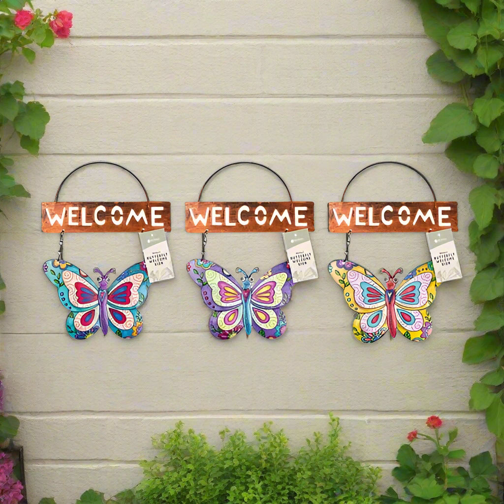 Rowan Metal Butterfly Welcome Sign - EuroGiant