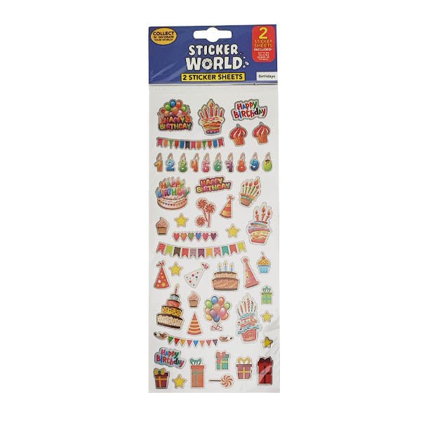 Sticker World Sheets Birthdays 2 Pack - EuroGiant