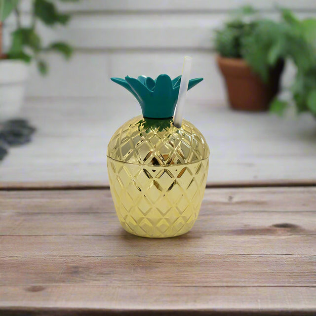 Summer Days Pineapple Tumbler With Straw - EuroGiant