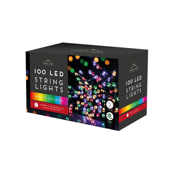 100 Led String Lights Mains Multi Colour - EuroGiant