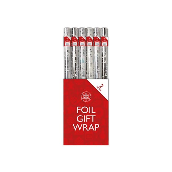 (4 pack) Christmas Foil Wrap Roll Silver 2M - EuroGiant
