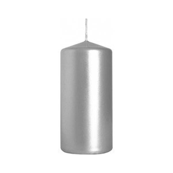 Bispol Pillar Candle Silver Metallic 15c