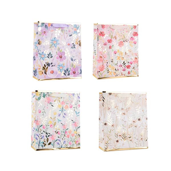 Foiled Floral Medium Gift Bag 26x32x12cm