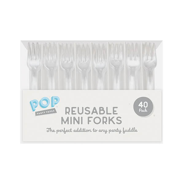 Pop Party Reusable Mini Forks 40 Pack