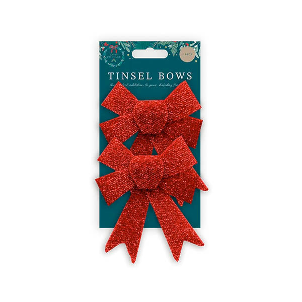 Red Tinsel Bows 2 Pack