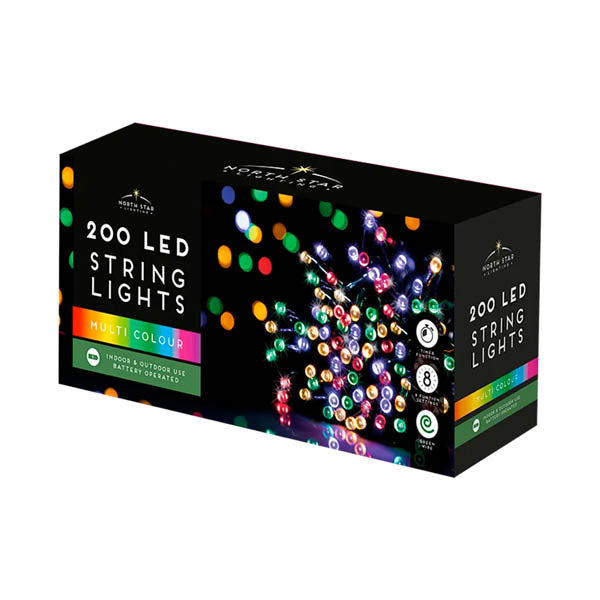 200 Led B/o String Lights Multi Coloured
