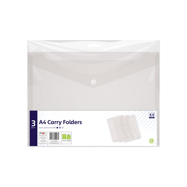 A4 Carry Folders Clear 3 Pack