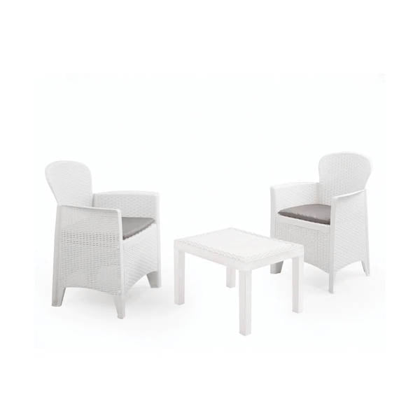 Akita White Rattan Garden Furniture Set