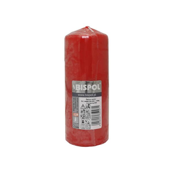 Bispol Pillar Candle Red 330g 15cm - EuroGiant