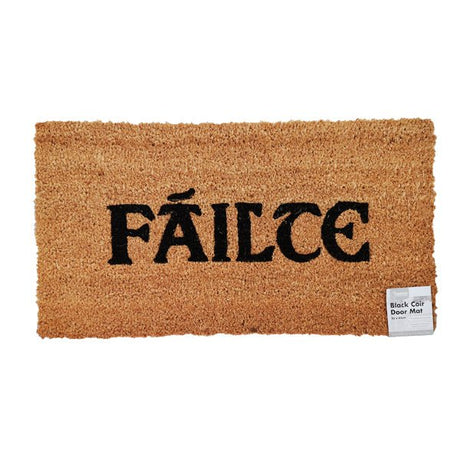 Black Coir Door Mat Failte 35x65cm - EuroGiant