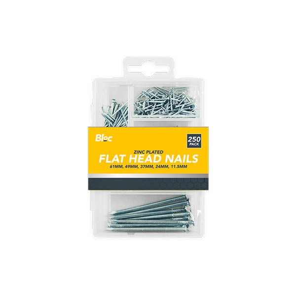 BLOC ASSORTED FLAT HEAD NAILS 250 PACK - EuroGiant