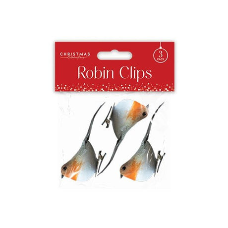 Christmas Decoration Robin Clips 3 Pack - EuroGiant