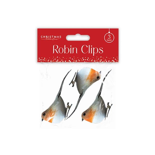 Christmas Decoration Robin Clips 3 Pack - EuroGiant