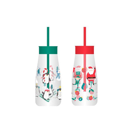 Christmas Kids Plastic Milkk Jar & Straw - EuroGiant