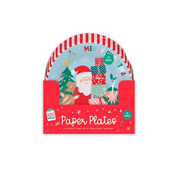 Christmas Printed Paper Plates 10 Pack - EuroGiant
