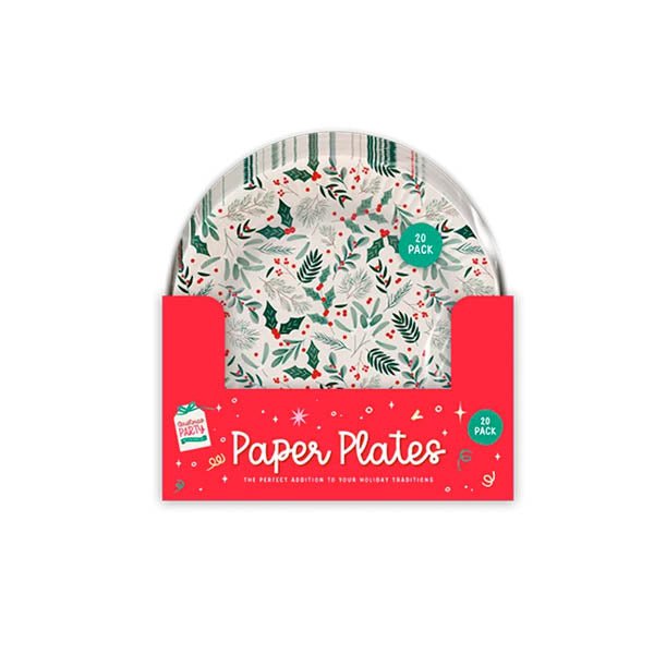 Christmas Printed Paper Plates 20 Pack - EuroGiant