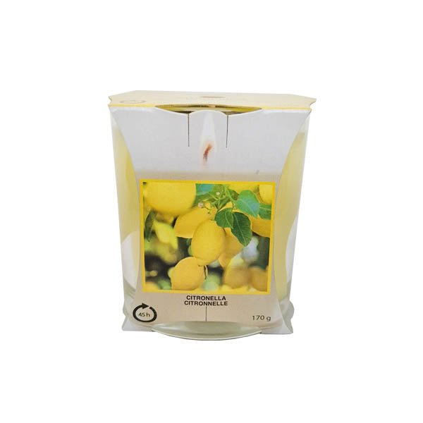 Citronella Glass Candle 170g 45 Hour Bur - EuroGiant