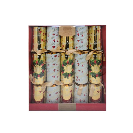 Deluxe Crackers Gold & Holly Wreath 10 P - EuroGiant