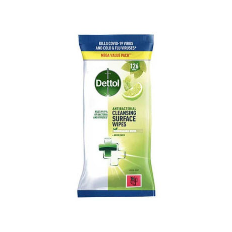 Dettol Cleansing Surface Wipes Lime 126s - EuroGiant