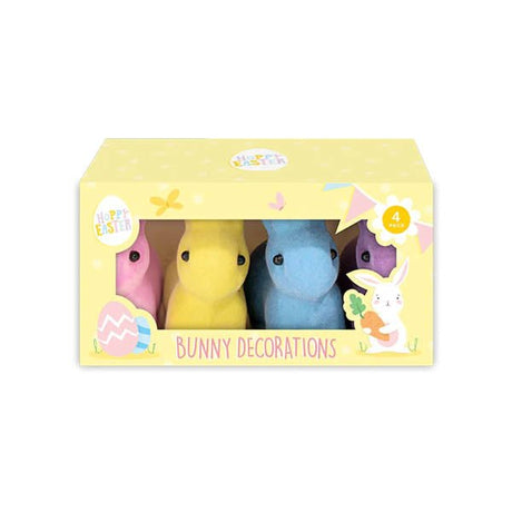 Easter Mini Flocked Bunny Decs. 4 Pack - EuroGiant