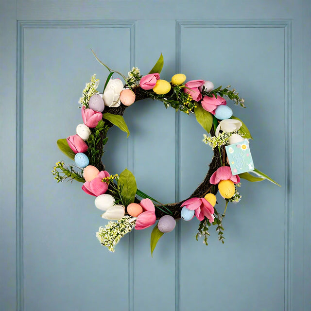 Egg And Tulip Easter Wreath 48cm - EuroGiant