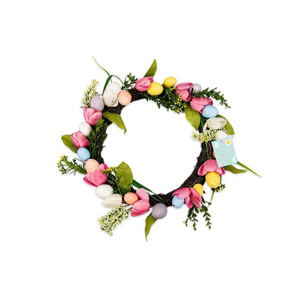 Egg And Tulip Easter Wreath 48cm - EuroGiant