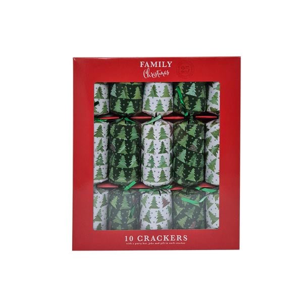 Family Crackers Green & White Tree 10 Pk - EuroGiant