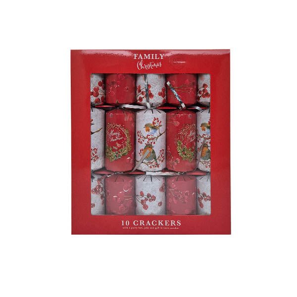 Family Crackers Robin & Wreath 10 Pack - EuroGiant
