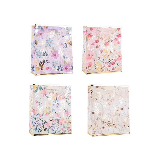 Foiled Floral Medium Gift Bag 26x32x12cm - EuroGiant