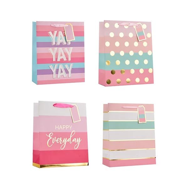 Girls Foiled Medium Gift Bag 26x32x12cm - EuroGiant