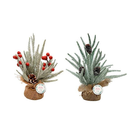 Holly & Ivy Hessian Bag Arrangement 25cm assorted - EuroGiant